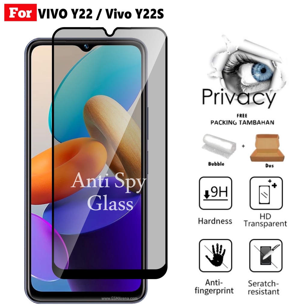 กระจกนิรภัย Vivo Y22 / Vivo Y22S Privacy Anti Spy Full Cover Protector Premium Handphone