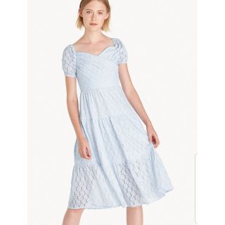 #ส่งต่อ POMELO Lace Dress เดรสลูกไม้สีฟ้าสไตล์สาวหวาน ไซส์ M