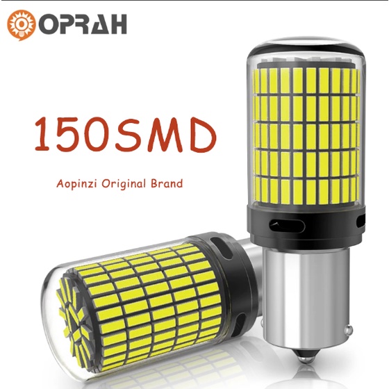 ใหม่ Oprah ไฟ LED รถยนต์ 150 SMD Canbus 1156 1157 BAY15D P21/5W 4014 Super Bright ด้านหน้า/ด้านหลังเลี้ยวโคมไฟ T20 7440 7443 W21/5W หลอดไฟ LED สํารอง