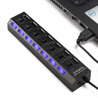 USB HUB 4 Port ON/OFF 7 สวิซต์ USB 2.0 HUB Hi-Speed