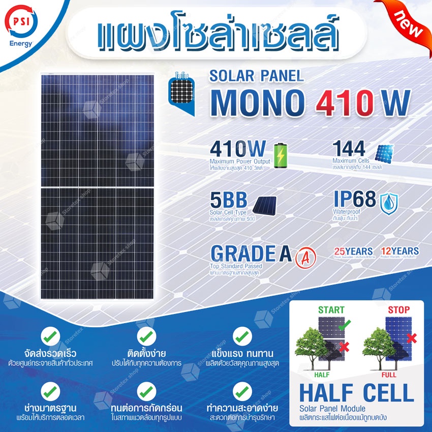 PSI SOLAR CELL แผงโซล่าเซลล์ MONO ขนาด 380W