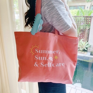 Summer Beach Bag | กระเป๋าทำงาน กระเป๋าไปเที่ยว สีชมพู tote bag น่ารัก ใส่ได้เยอะ