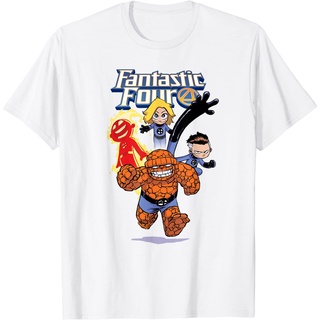 เสื้อยืดผ้าฝ้ายพรีเมี่ยม เสื้อยืด พิมพ์ลาย Marvel Kawaii Fantastic Four Super Hero สําหรับครอบครัว