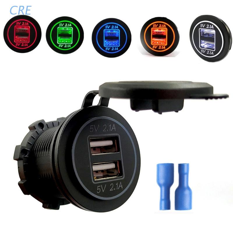 Cre 12V 24V Dual Usb 2.1A Car Charger อะแดปเตอร์สําหรับ Iphone Ipad ...