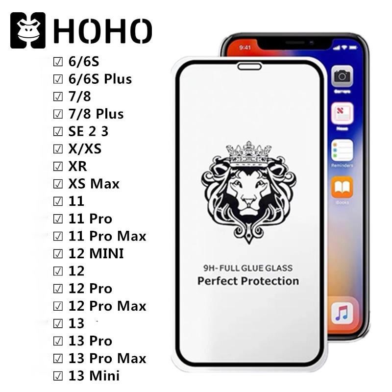 HOHO🔥ฟิล์มกระจก iPhone แบบเต็มจอ HDใช้สำหรับ iPhone 16e 6 7 8+ Plus SE 2 3 XS XR Max 11 12 13 Pro Max mini ฟิล์มไร้ขอบ