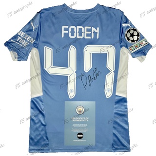 เสื้อเหย้า Man City UCL 2022 พร้อมลายเซ็น Phil Foden