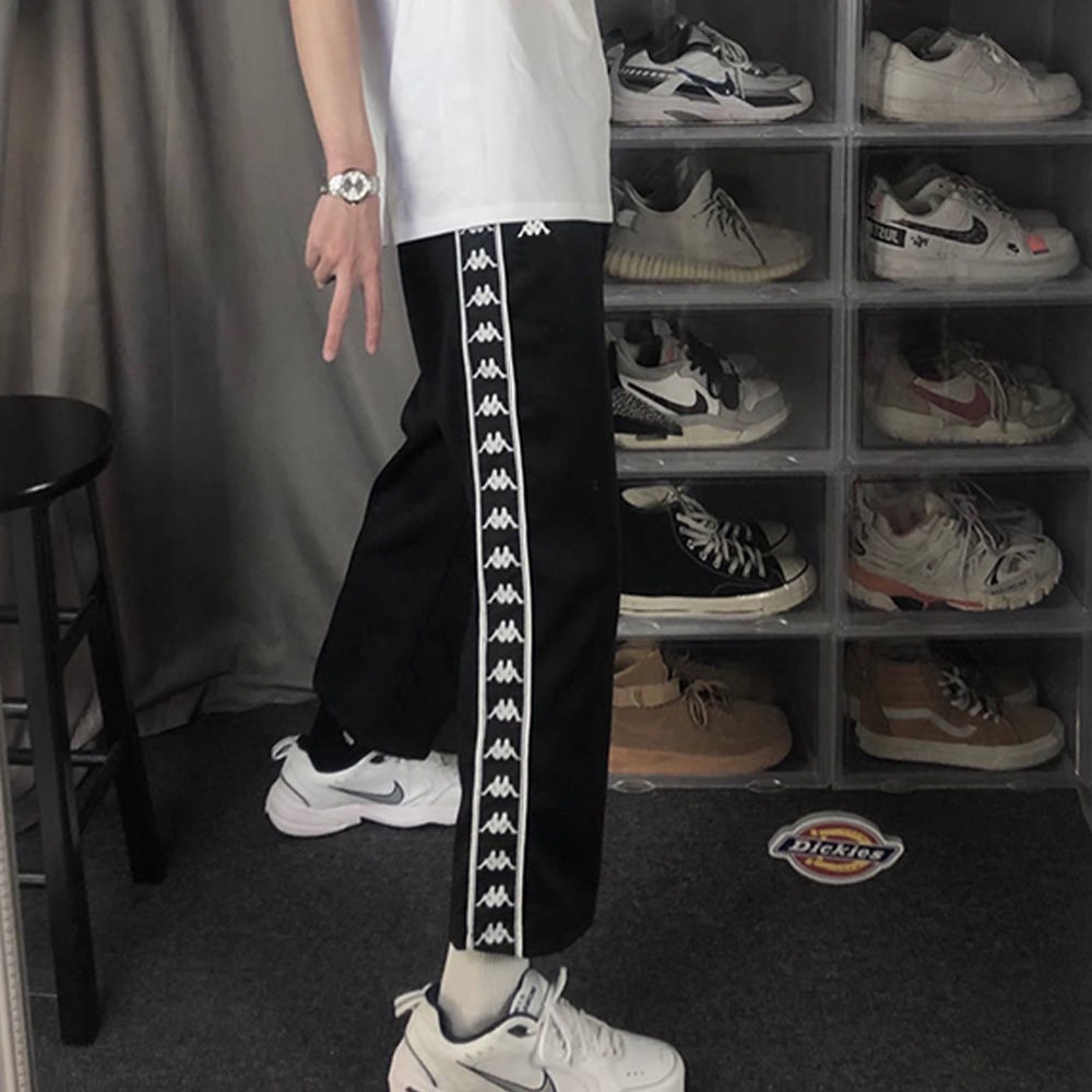 Authentic】Kappa Ins Super Fire Casual String Pants Trend Loose Couple  Harajuku Style Straight Sports Pants | Shopee Thailand