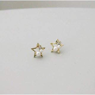 [พร้อมส่ง] ต่างหู Gold hollow star with pearl ✨ Silver 925 ไม่แพ้ไม่คัน 🎁 ห่อของขวัญฟรี