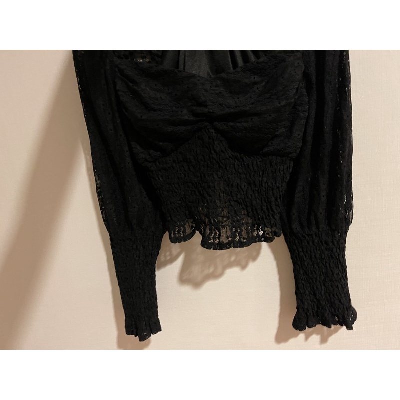 Pomelo knit long sleeves off-shoulder black crop top XL