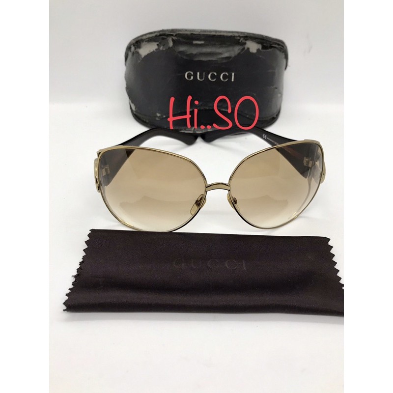 💕แว่นกันแดด"GUCCI " รุ่น Gold Oversized Frame GG Sunglasses - 2794/S สภาพดีค่ะ