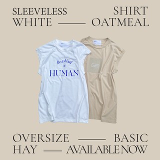 HAY Sleeveless shirt / white &amp; oatmeal