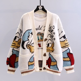 (พร้อมส่ง) เสื้อไหมพรมลายลุงเป็ดน่ารักๆ