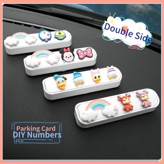 🥰Double Side!! Cartoon Mickey Minnie Donald Cactus Temporary Parking Card DIY Magnetic Parking Telephone Number Plates Hidden Phone Number Card