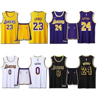 🏀 เสื้อบาสเกตบอลผู้ชาย 🏀 เสื้อบาส ทีม Lakers Jersey หมายเลข 23 เจมส์ปรับแต่งหมายเลข 24 เซิร์ฟเวอร์บาสเก็ตบอลโกเบหมายเล