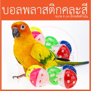 ราคาลูกบอลพลาสติก มีกระดิ่งด้านใน ของเล่นนก 4cm นกแก้ว บอลนกแก้ว คละสี