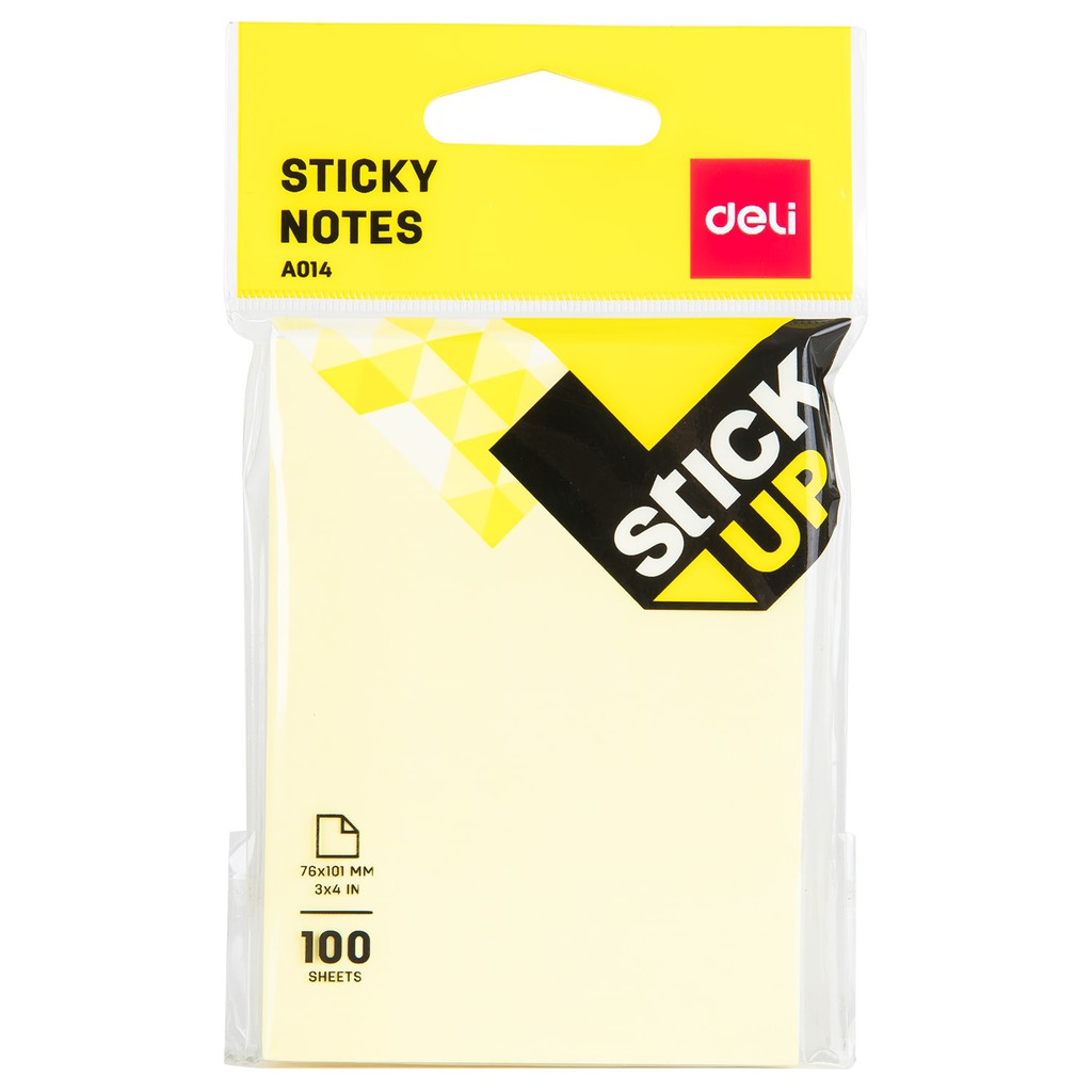 กระดาษโน๊ตมีกาวในตัว 3x4 นิ้ว  100แผ่น/ก้อน Deli A01402 Sticky Notes