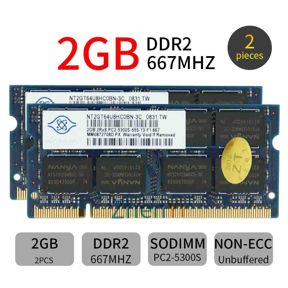 หน่วยความจําแล็ปท็อป สําหรับ NANYA 4GB (2x 2GB) PC2-5300S DDR2-667MHz 200PIN CL5 SODIMM
