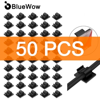 Bluewow คลิปจัดเก็บสายไฟ USB มีกาวในตัว สําหรับคีย์บอร์ด เมาส์ รถยนต์ บ้าน 50 ชิ้น