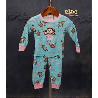 ชุดนอนเด็ก *มีหน้าร้าน ตรงปก พร้อมส่ง*ZK09 ลายน้องลิง เสื้อแขนยาวสีฟ้า พร้อมกางเกงขาวยาว