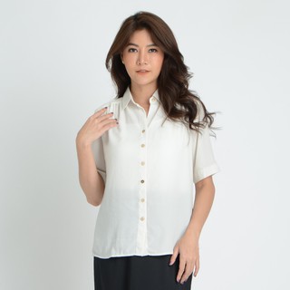 GSP BUSINESS BLOUSE B&amp;W เสื้อแขน 3 ส่วน สีขาว  (SL2TWH)