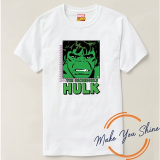 เสื้อยืดสีดำอินเทรนด์เสื้อยืด พิมพ์ลาย Marvel Comics Avengers The Incridible Hulk สําหรับผู้ชาย และผู้หญิงS M L   XL  XX