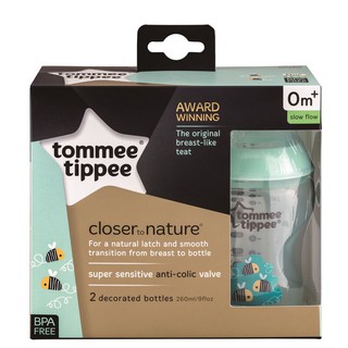 Tommee Tippee ขวดนม ทอมมี่ ทิปปี้ รุ่น Closer to Nature ขนาด 9oz แพ็คคู่ สีเขียว ของแท้