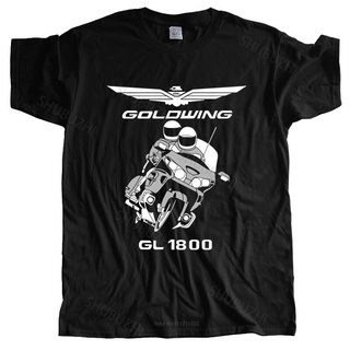 เสื้อยืดผ้าฝ้ายMan crew neck t-shirt Better Quality Goldwing GL1800  Motocycles Men T-Shirt Black men t shirt euro size