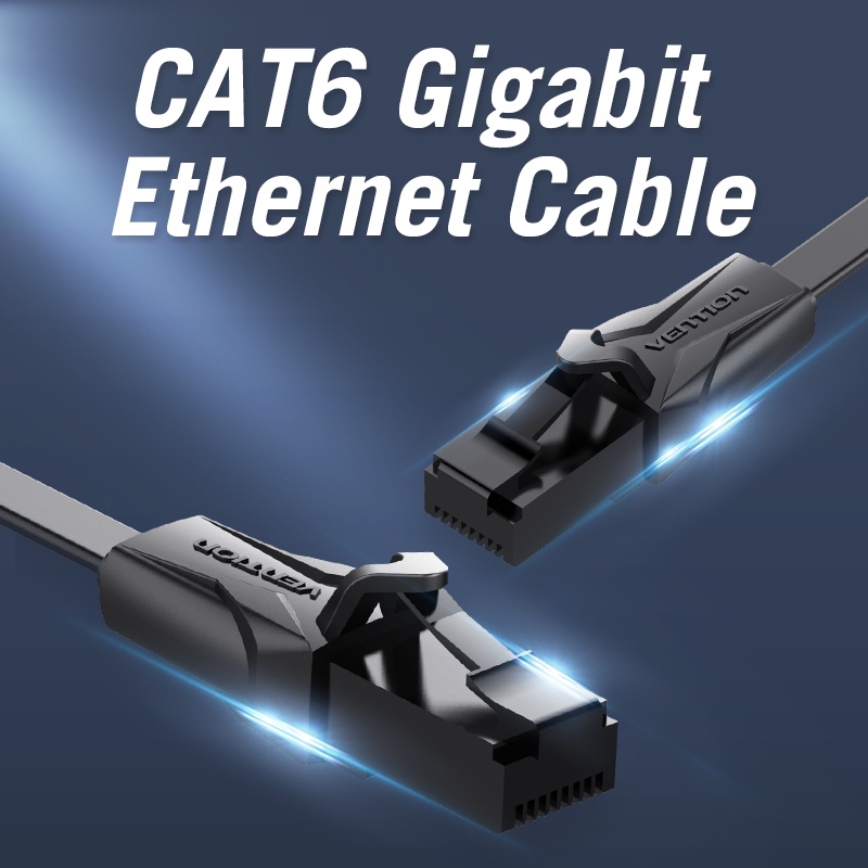 Vention สายแลน ความเร็วสูง CAT6 Gigabit RJ45 สายแบน วิ่งเต็มสเปก สำหรับคอมพิวเตอร์ แล็ปท็อป เราเตอร์ สวิตช์ โมเด็ม ADSLเป็นต้น