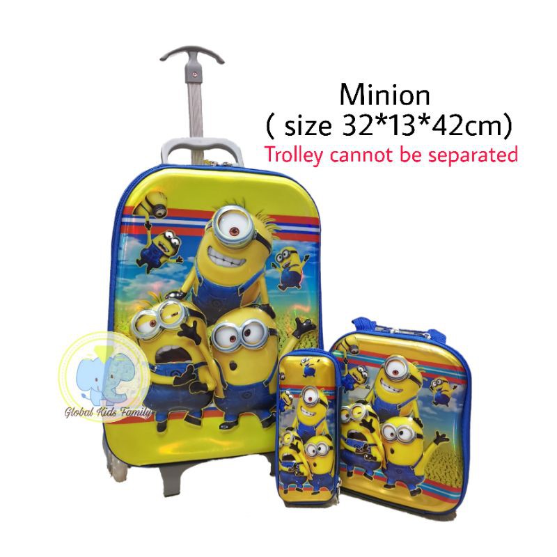 Malaysia] 6 wheels with 3in1 3D Trolley school bag [4pcs Trolley+backpack+sling bag+pencil