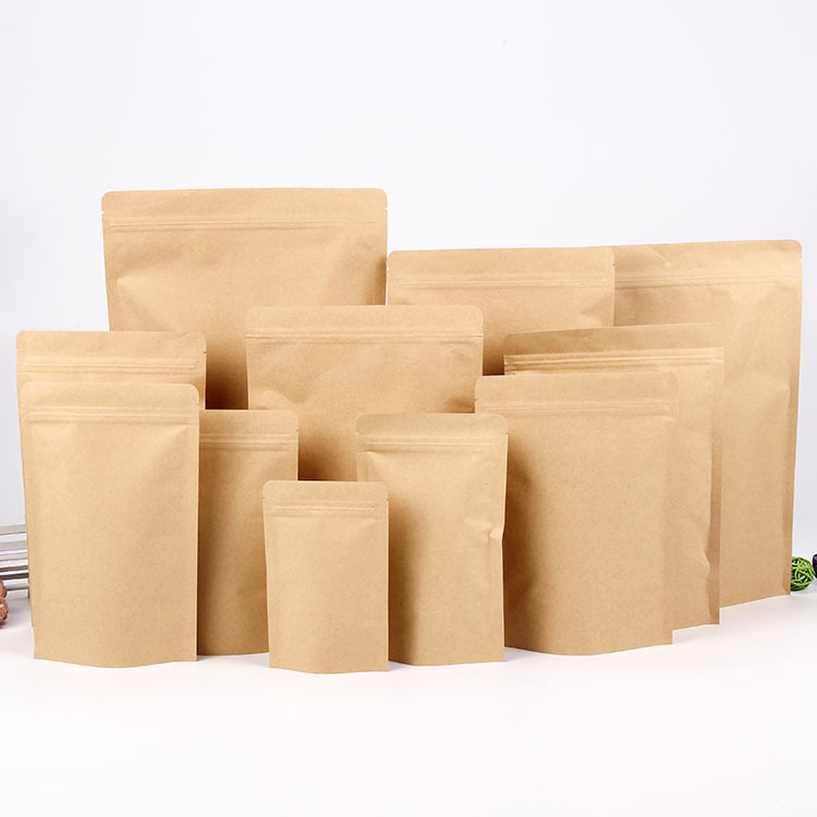 ถุงซิปล็อค ก้นตั้ง กระดาษคราฟ ไม่เคลือบ แพ็คละ 50 ใบ #P134 PackingDD ขนาดเล็ก-กลาง yOt5