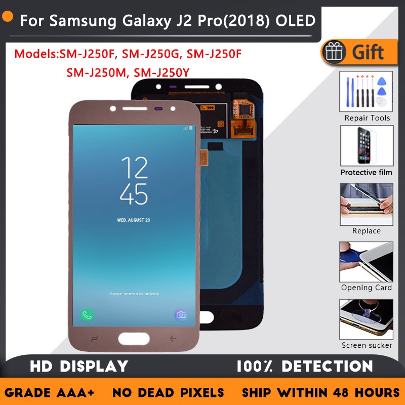 อะไหล่หน้าจอสัมผัส LCD พร้อมกรอบ สําหรับ Samsung Galaxy J2 J2 Pro 2018 LCD J250F DS Galaxy Grand Prime Pro