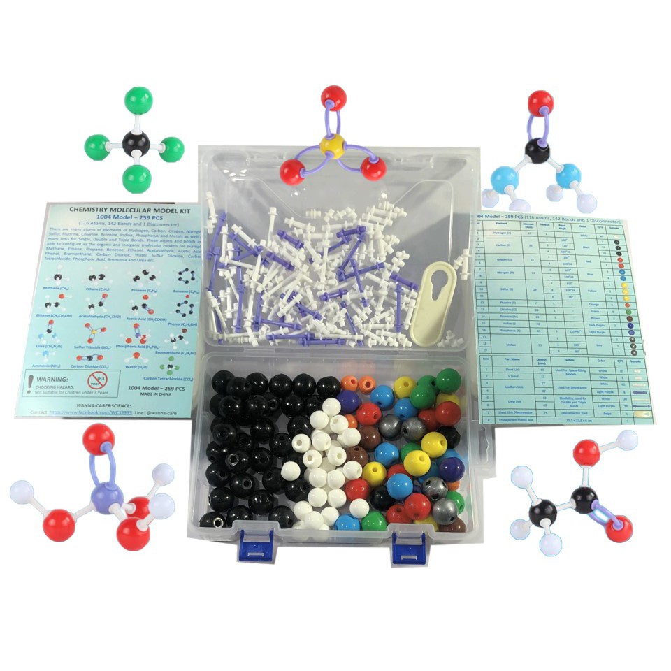 ชุดแบบจำลองโมเลกุลทางเคมี Chemistry Molecular Model Kit สำหรับการฝึกทักษะการเรียนรู้วิทยาศาสตร์เคมี