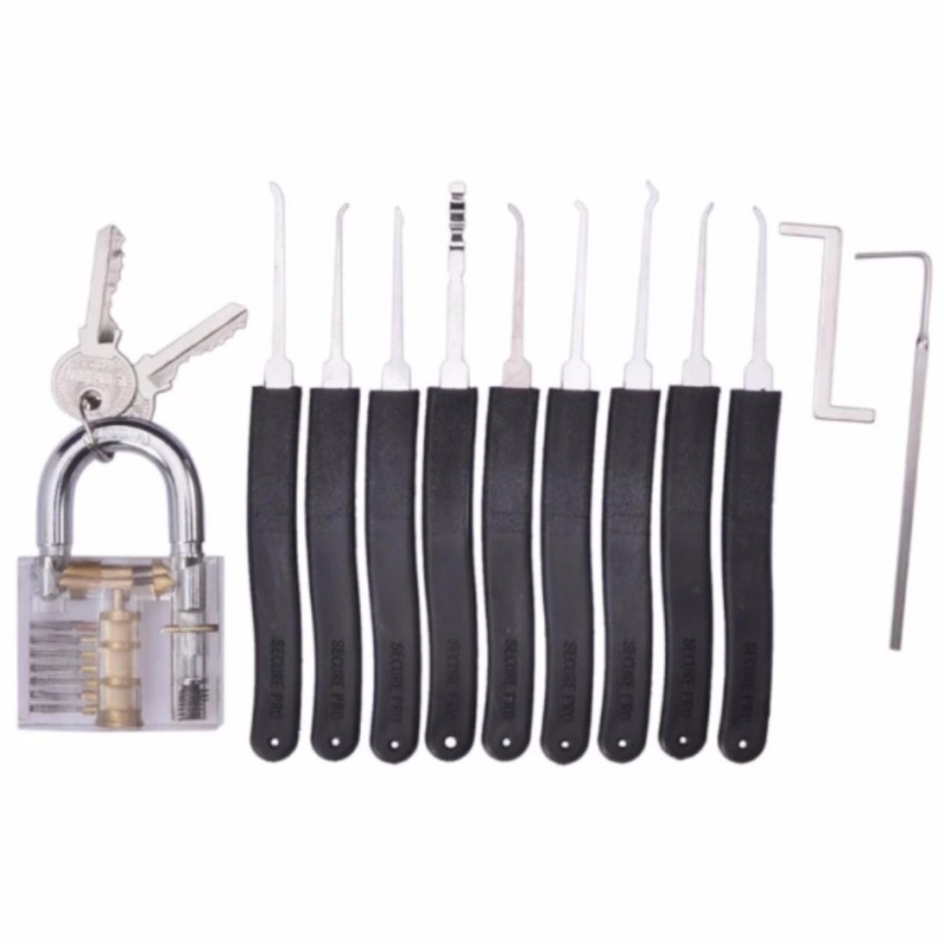 ชุดเครื่องมือฝึกทักษะการไขกุญแจ พร้อมแม่กุญแจแบบโปร่งใส+ ชุดเขี่ย 10 ...