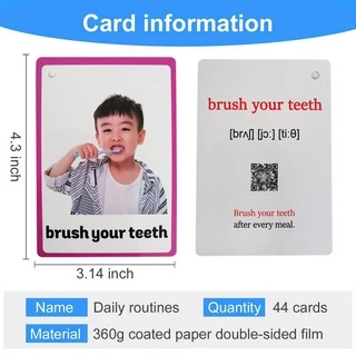 45Pcs Daily Routines Cognitive Card Learn English Word Literacy Game Education Kid Toy Smart Reading Pen