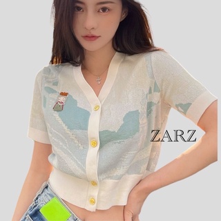 ZARZ.SHOP🍑พร้อมส่ง*เสื้อลายน่ารัก โทนฟ้าอ่อน 94150