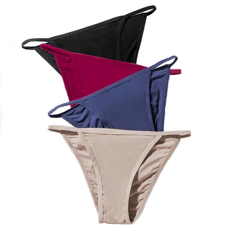Women Panties Briefs Big Size Low Rise Sexy Solid Underpants Female Ice Silk Underwear Cengen1