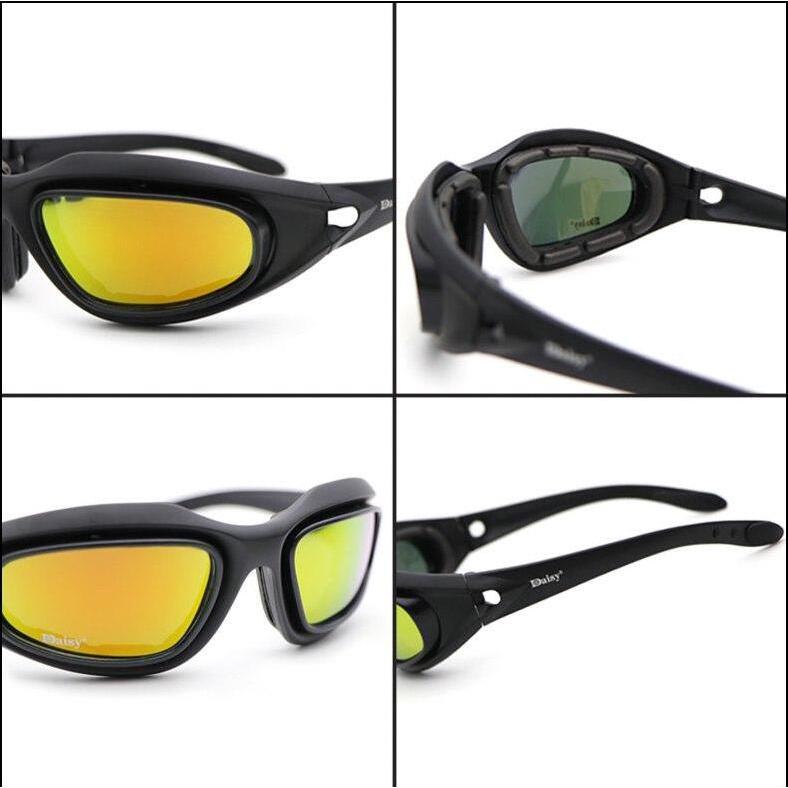 ღღdaisy C5 Polarized Goggles Military Sunglasses 4 Lens Kit Desert Storm War Game Tactical