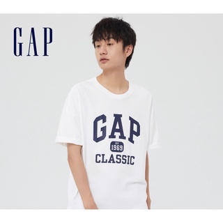 เสื้อยืดแขนสั้น ผ้าฝ้าย พิมพ์ลายโลโก้ Gap สําหรับผู้ชาย และผู้หญิง