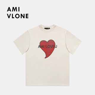 เสื้อยืดแขนสั้น ผ้าฝ้าย ทรงหลวม ลาย Amivlone love you series สําหรับผู้ชาย และผู้หญิง