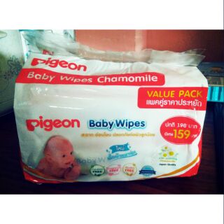 มีเก็บปลายทาง Pigeon Baby Wipes ผ้าเช็ดทำความสะอาดผิว พีเจ้น สูตรคาโมมายล์ (2ห่อ)