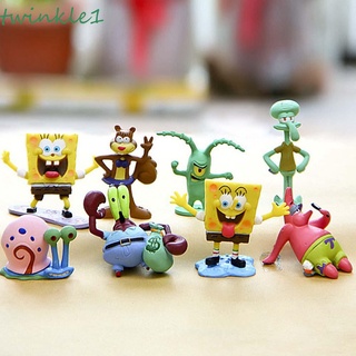 Twinkle1 โมเดลฟิกเกอร์ รูปการ์ตูน SpongeBob Patrick Star Sponge Crab boss Squidward ของเล่นสําหรับเด็ก