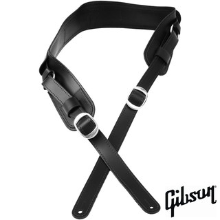 GIBSON® Slingshot Strap Black สายสะพายกีตาร์ไฟฟ้า / สายสะพายกีตาร์โปร่ง / สายสะพายกีตาร์เบส หนังแท้ กว้าง 2.75 นิ้ว นุ่ม