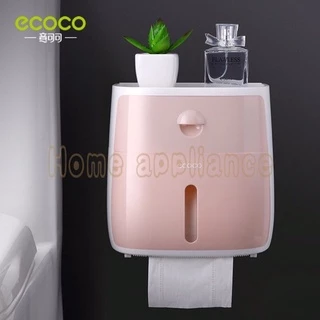 ECOCO กล่องใส่ทิชชู กันน้ำ ติดผนัง ไม่ต้องเจาะ E1804