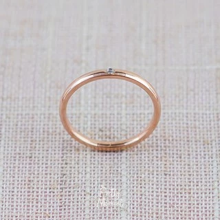 Pretty Moment แหวนเพชรเดี่ยวแบบมน cz น่ารัก หนา 2 mm สีเงิน สีโรสโกล สีทอง สแตนเลส แข็งแรง ทนทาน คงสภาพ ของขวัญ