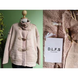 New !!! Leather Beige Coat โค้ทตัวสั้นสีน้ำตาลอ่อน ด้านนอกผ้าหนังกลับ ด้านในบุขนแกะนุ่มๆ กระดุมเขี้ยว สไตล์ญี่ปุ่นๆ