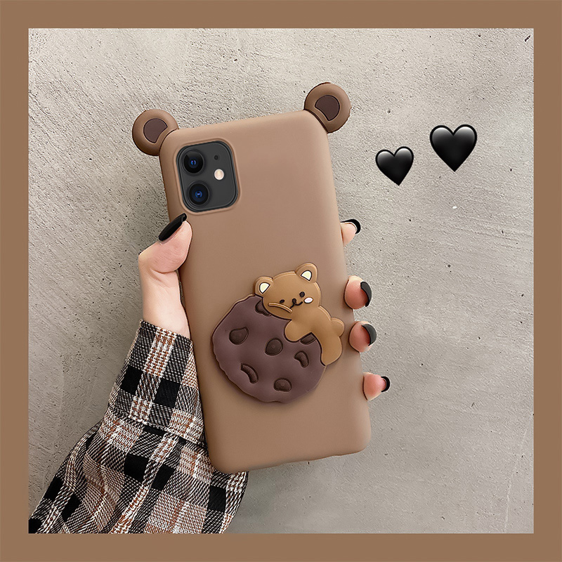 3D cartoon cookie biscuit bear เคสโทรศัพท์นุ่ม เคส samsung s6 s7 edge s8 s9 s10 plus s20 ultra note 20 S20 FE back phone case