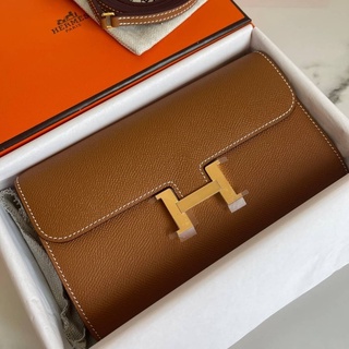 กระเป๋า HERMES  CONSTANCE WALLET TO GO GOLD GHW EPSOM LEATHER STAPM  “ Z “