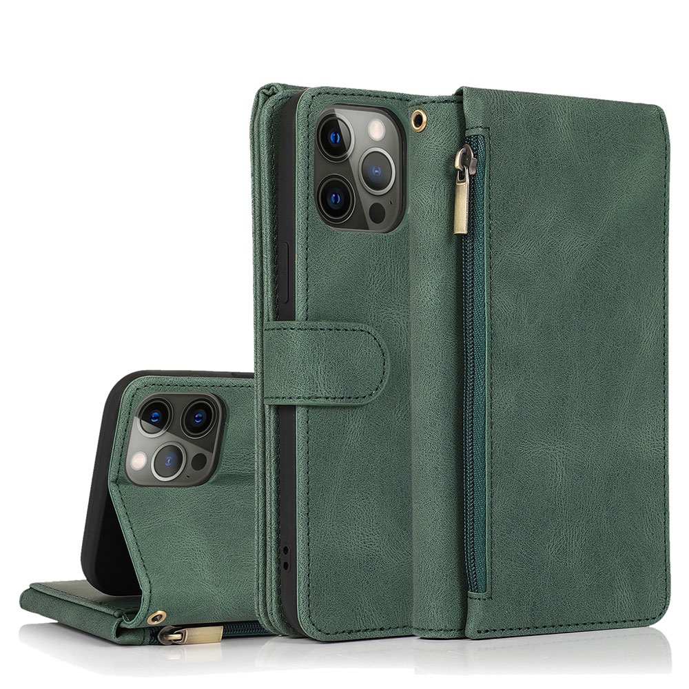เคสโทรศัพท์มือถือหนัง ฝาพับแม่เหล็ก พร้อมช่องใส่บัตร มีซิป สําหรับ iphone 15 14 Plus 13 Pro Max 12 Mini 11 Pro Max 13 Pro 12Pro
