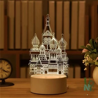 UoneHome พร้อมส่ง 🎉 ♥ H034 โคมไฟตั้งโต๊ะขนาดเล็ก 3D โคมไฟอะคริลิค LED ของขวัญวันเกิด โคมไฟแต่งบ้าน แต่งห้องนอน
