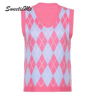 Sweeticme  เสื้อกั๊กแขนกุดผ้าถักแนวเซ็กซี่สําหรับผู้หญิง